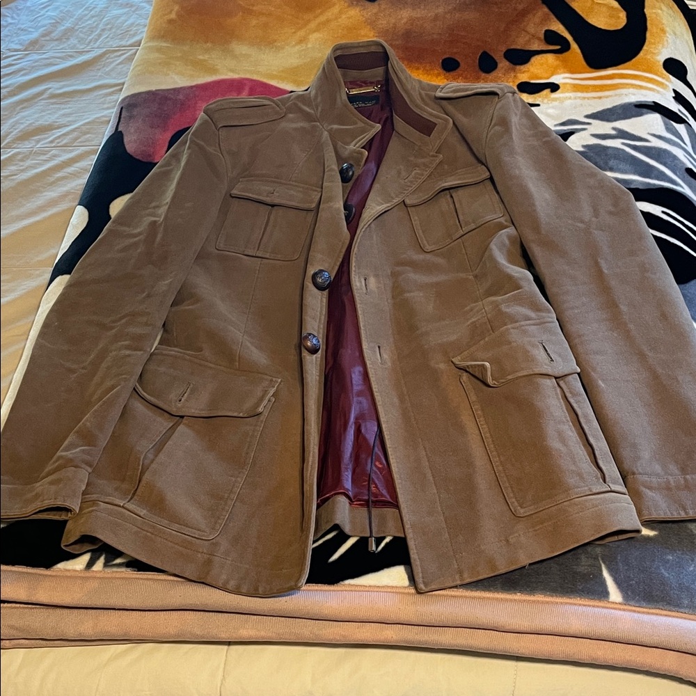 Zara Brown Military Field Jacket with Button Front